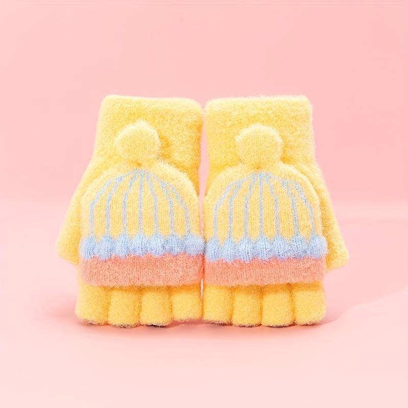 1 Pair 4 To 8 Years Old Yellow Warm Gloves