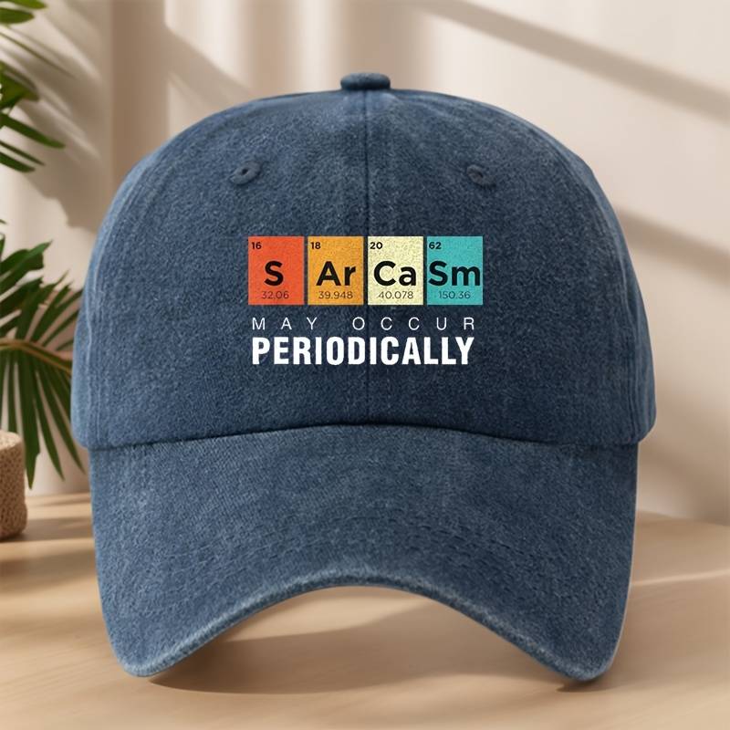 1pc PERIODICALLY Chemistry-Themed Baseball Cap Soft Vintage Washed Style with Adjustable Snapba