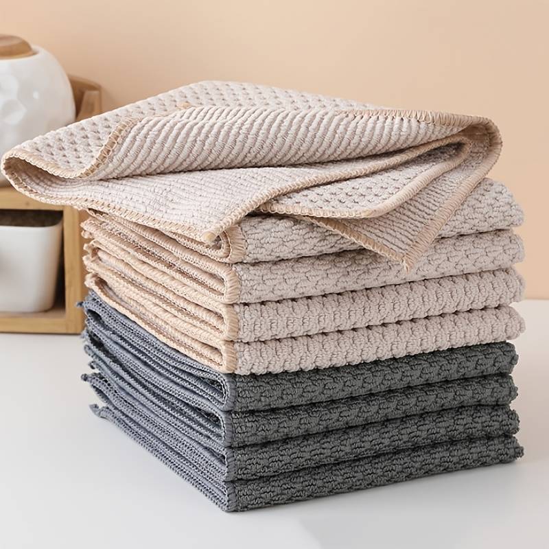 4pcs Ultra-Soft Microfiber Kitchen Towels High-Absorbency Double-Sided Waffle Texture Easy-