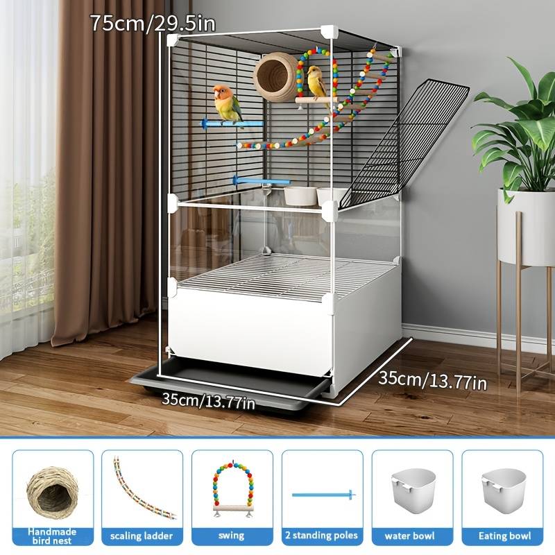 1pc White Model Anti-splash 1 layer of grid + 1 layer of transparentPet Cage