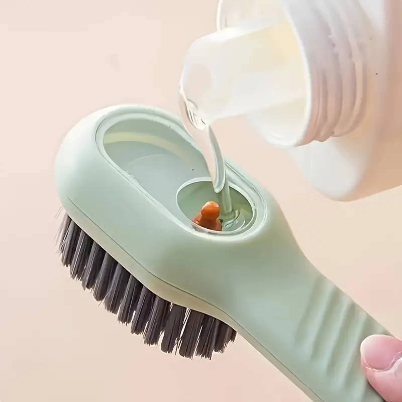 1pc Versatile Shoe Cleaning Brush with Easy-Dispense Liquid Dispenser Durable Medium Hardness Plasti