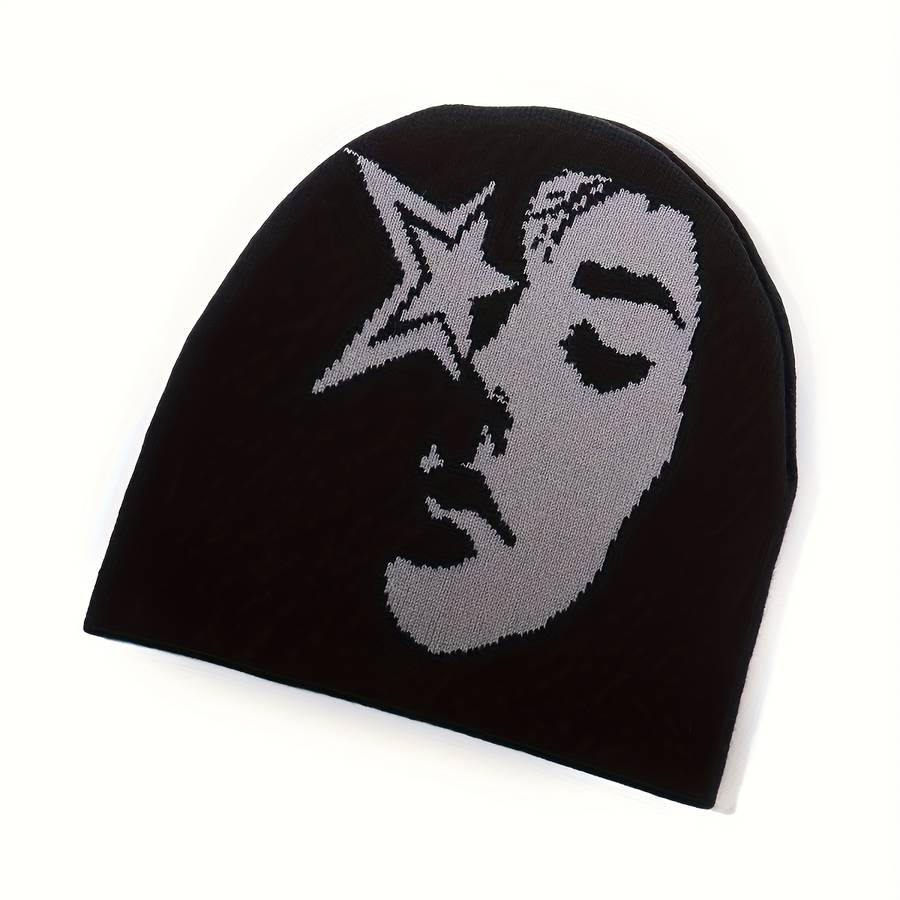 Star Face Jacquard Knit Beanie