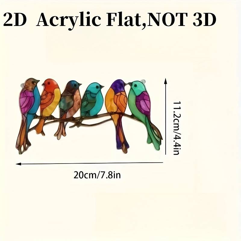 2D Flat 6 Birds Acrylic Bird Sun Catcher Decor