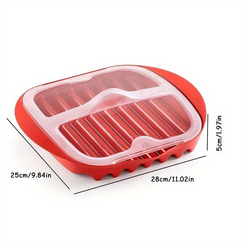 1set YUHUPHYLLIC Microwave Bacon Cooker with Lid PP Material Dishwasher Safe Splatter-Free B