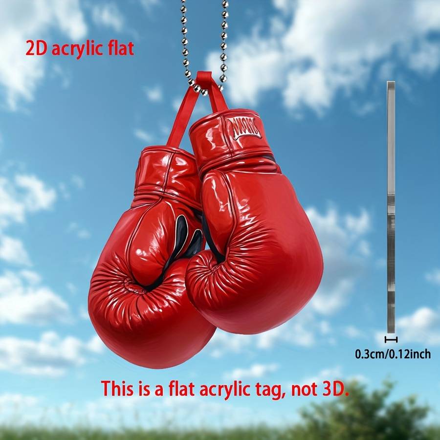 2D Flat Sporty Boxing Glove Acrylic Pendant Versatile Car Rearview Mirror Charm Keycha