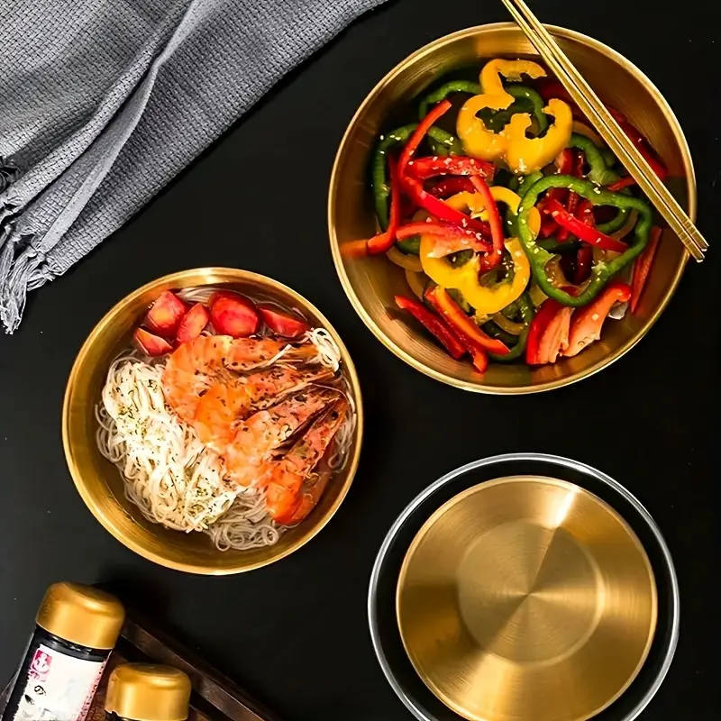 3pcs Golden Stainless Steel Mixing Bowls Set with Measurements Rust-Resistant Non-Slip Durable Kitch