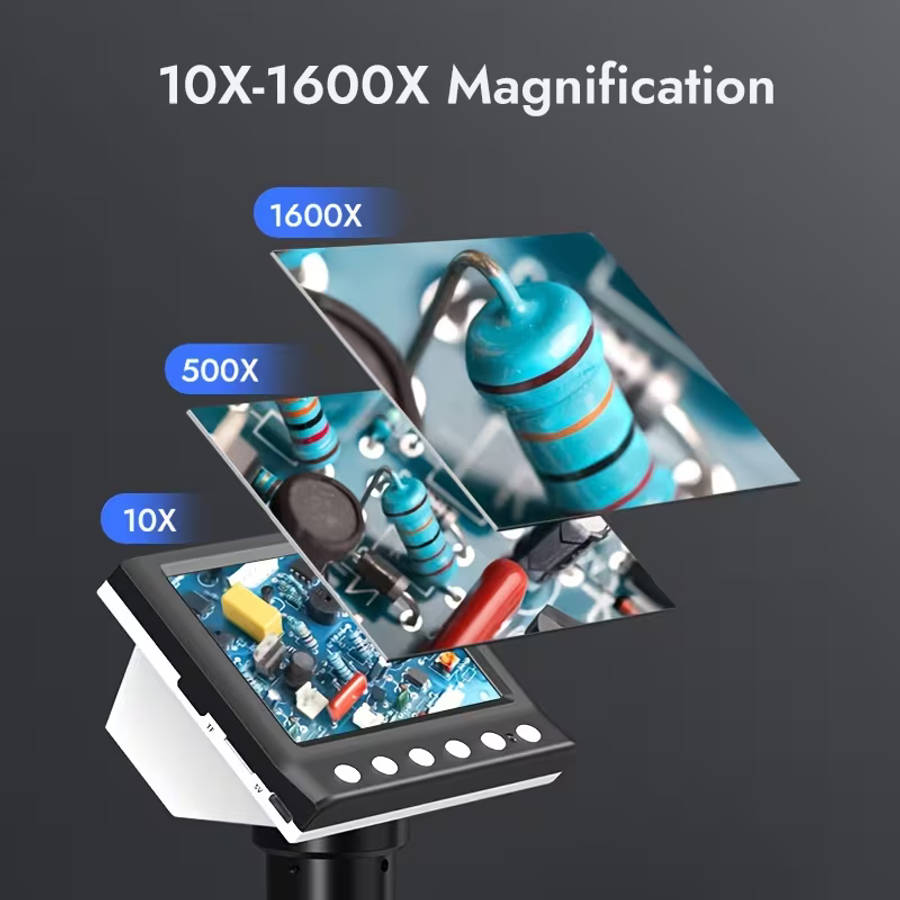 4.3 Inch IPS Digital Microscope, 1080P HD, 10X-1000X Magnification
