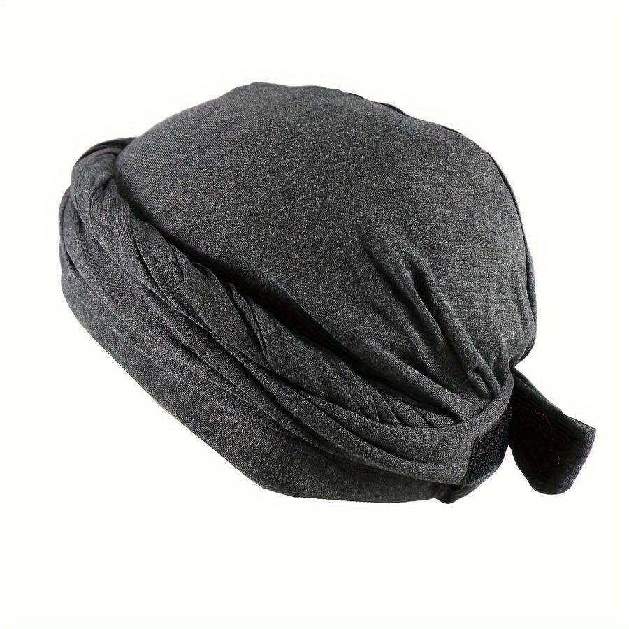 1pc Men's Magic Tape Braided Headwrap Hat Moisture-Wicking Knit Fabric Hand Washable Unisex Hip