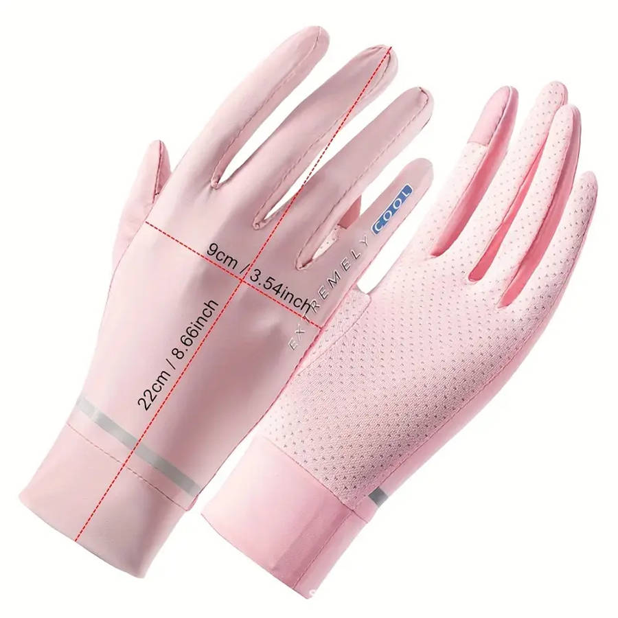 1 Pair Womens Summer Ice Gloves Breathable Stretchy Touchscreen Compatible Sun Protection