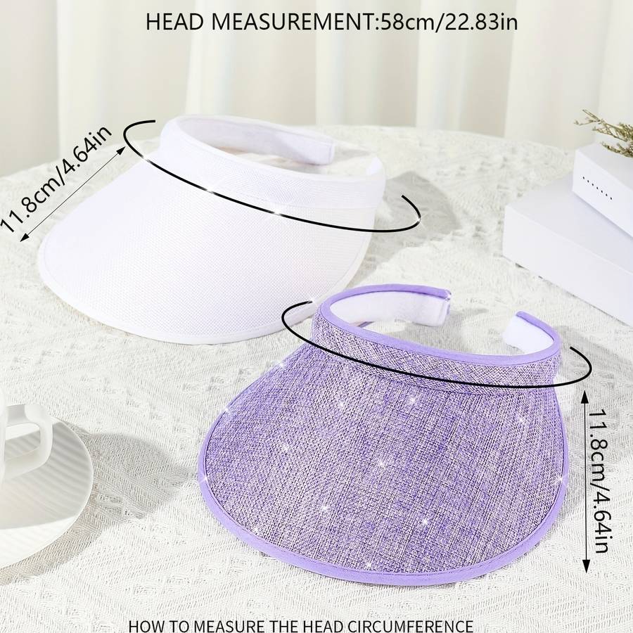 1pc Two Mixed Color Sets Unisex Combination Summer And Linen Sun Hats Hollow Top Hats Large Brim Be