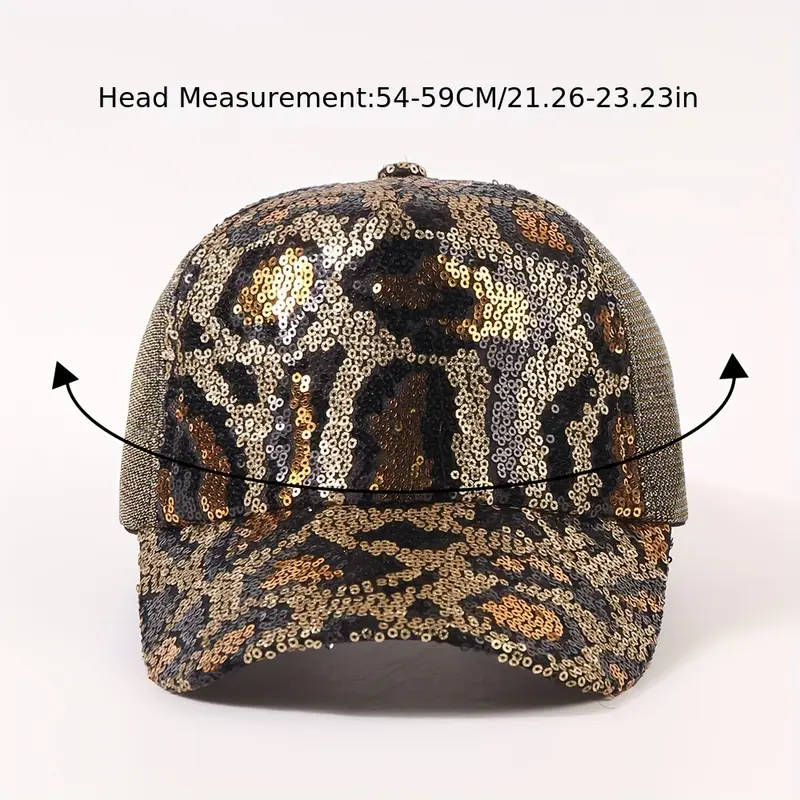 Vibrant Sequined Leopard Print Baseball Cap