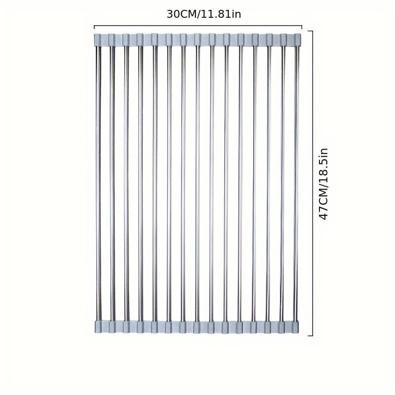 1pc Stainless Steel Foldable Kitchen Sink Drain Rack Food Safe Space Saving Strainer And Dis