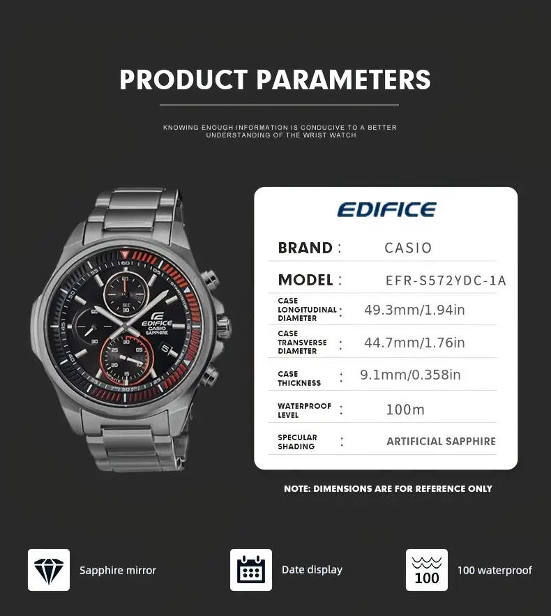 CASIO EDIFICE Men`s Chronograph Watch | EFR-S572YDC