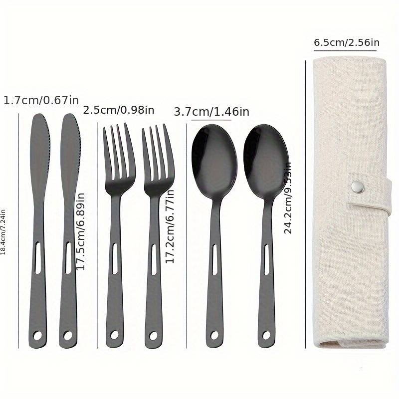 6pcs Stainless Steel Outdoor Camping Cutlery Set Modern Minimalist Design 2 Forks 2 Knives 2