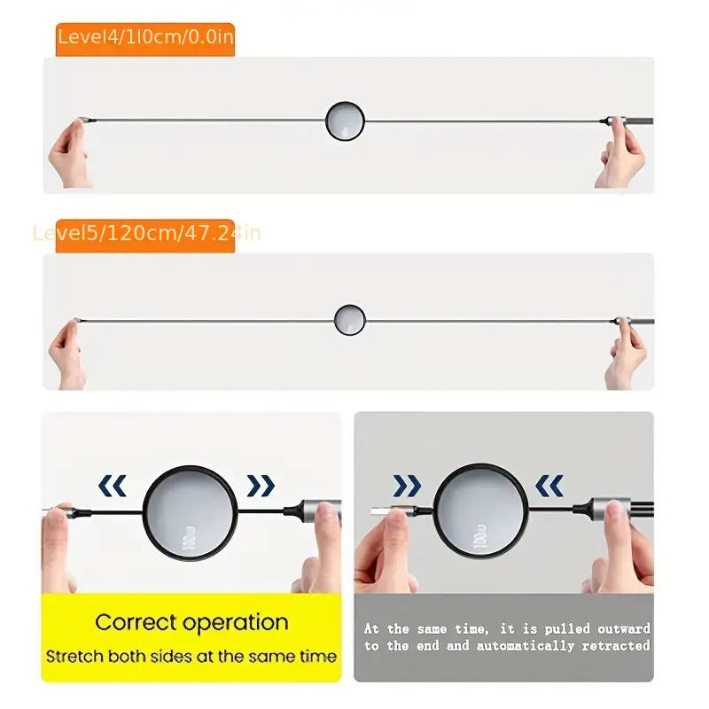3 in 1 Retractable USB C 6A 100W USB Fast Charger