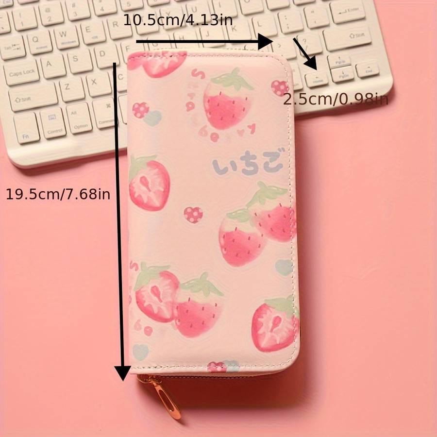 1pc Fruit Pattern Zipper Wallet Large Capacity Multi-Card Slot Lightweight Synthetic Faux Leat