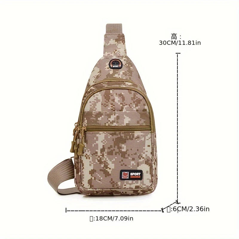 1pc Fashionable Canvas Tactical Chest Pack with Digital Camouflage Design Perfect for Outdoor Advent