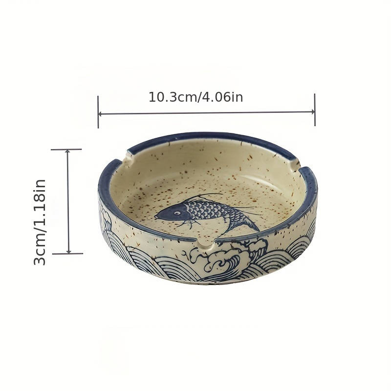 1pc Rustic Ceramic Ashtray with Lid Round Smoke Ashtray for Home Living Room Hotel Restaurant