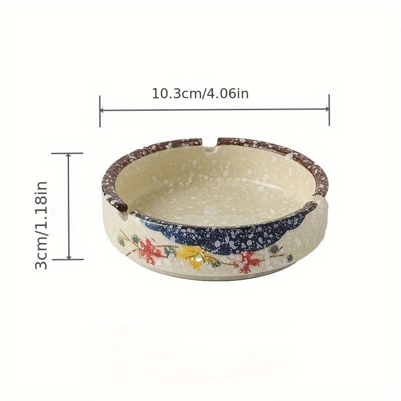 1pc Rustic Ceramic Ashtray with Lid Round Smoke Ashtray for Home Living Room Hotel Restaurant
