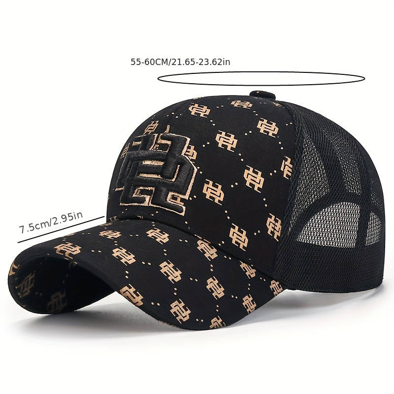 1pc The Stylish Baseball Cap For Women With A Full Golden Print And Three-dimensional Embroidery On