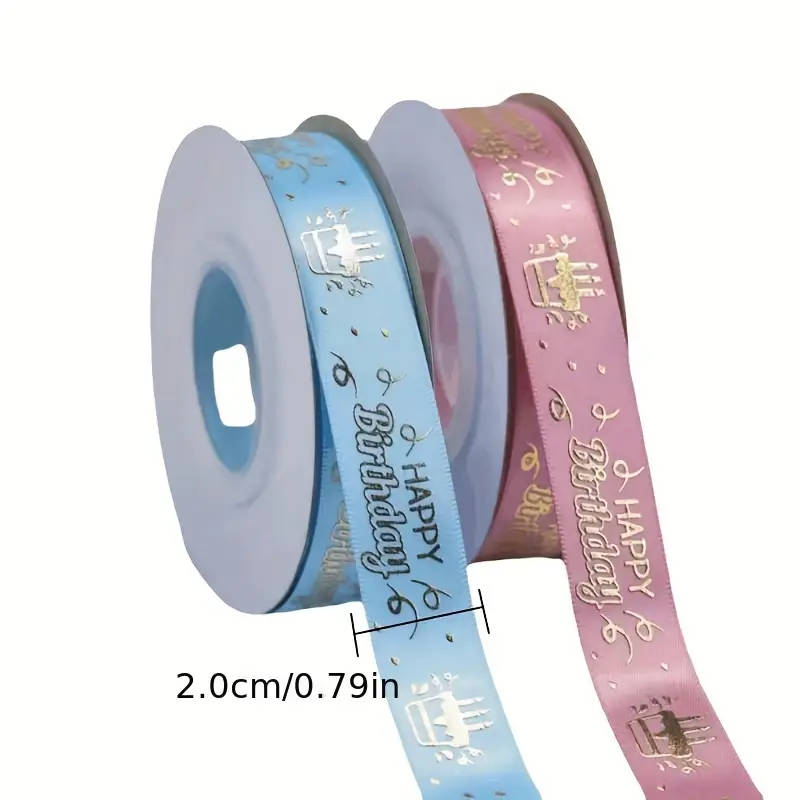 Classic Happy Birthday Print Polyester Ribbon Black
