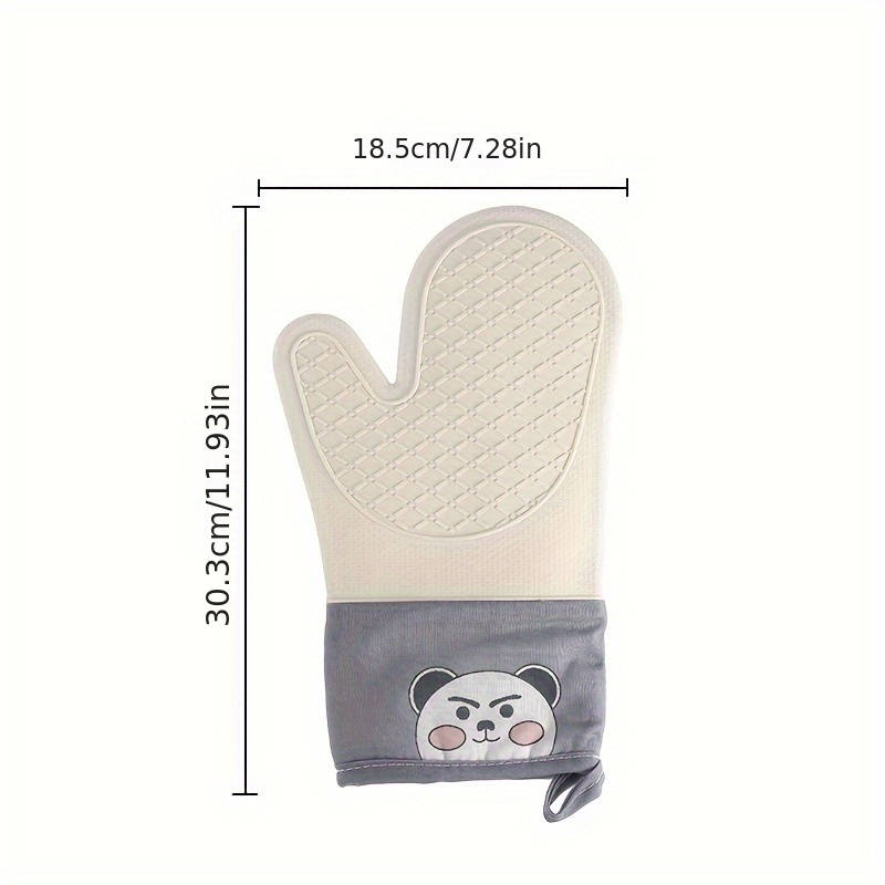 1pc Silicone Oven Gloves Panda Prints Oven Mitts Heat Resistant Kitchen Gloves with Soft Linin