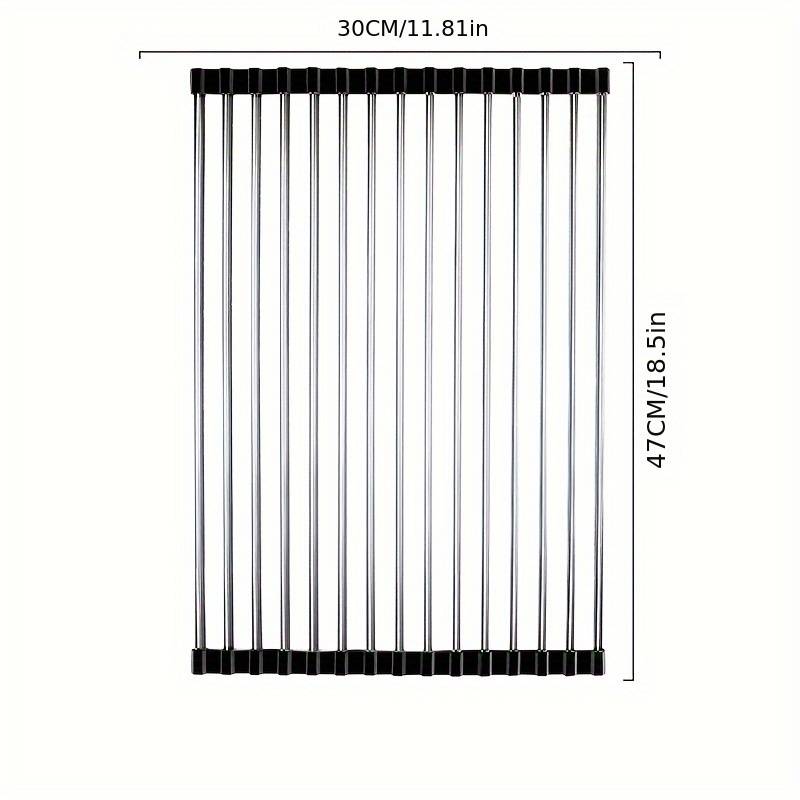 1pc Stainless Steel Foldable Kitchen Sink Drain Rack Food Safe Space Saving Strainer And Dis