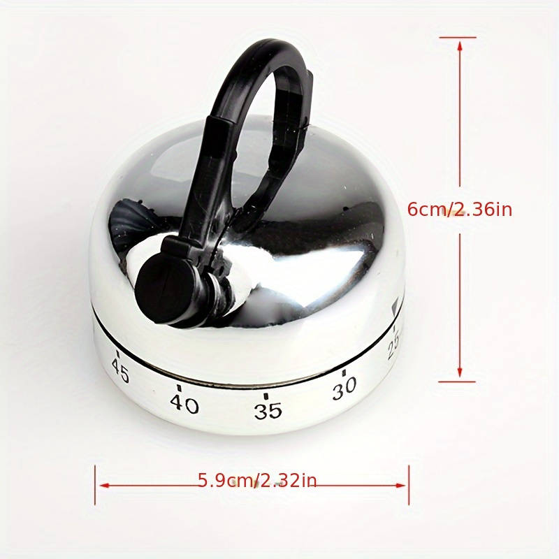 1pc Stainless Steel 60-Minute Kitchen Timer Mechanical Teapot Shaped Countdown Clock For Coo
