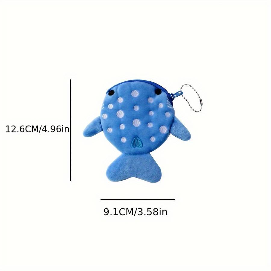 1pc Mini Whale Charm Coin Pouches Adorable Whale Designs Soft Polyester Hand Washable Zipper C