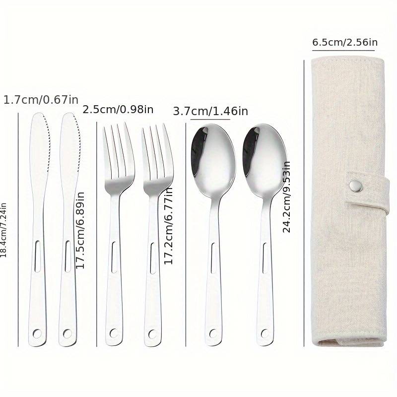 6pcs Stainless Steel Outdoor Camping Cutlery Set Modern Minimalist Design 2 Forks 2 Knives 2