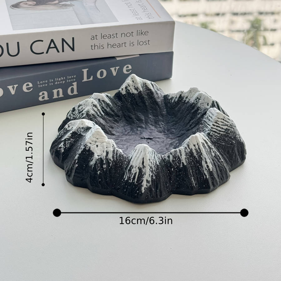 1pc Volcano Mountain Ashtray Rustic Plastic Irregular Shape Desktop Decor No Electricity Needed
