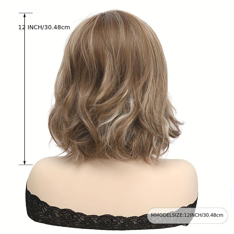 1Pc Brown Gradient Light Golden 30.48cm Fashion Design Wig
