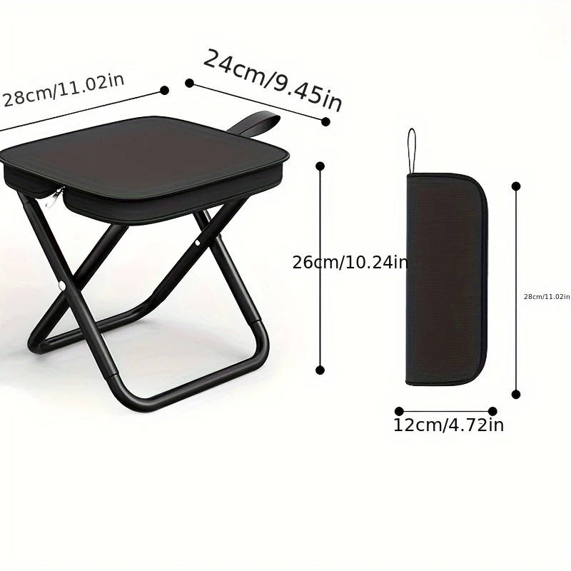1pc Lightweight Iron Alloy Frame Folding Chair  Portable Outdoor Picnic Camping Stool with Carry Bag