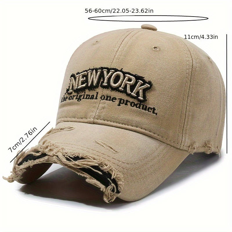 1pc Vintage Distressed Embroidery Letter Denim Baseball Cap Unisex Soft Top Casual Duckbill Hat fo