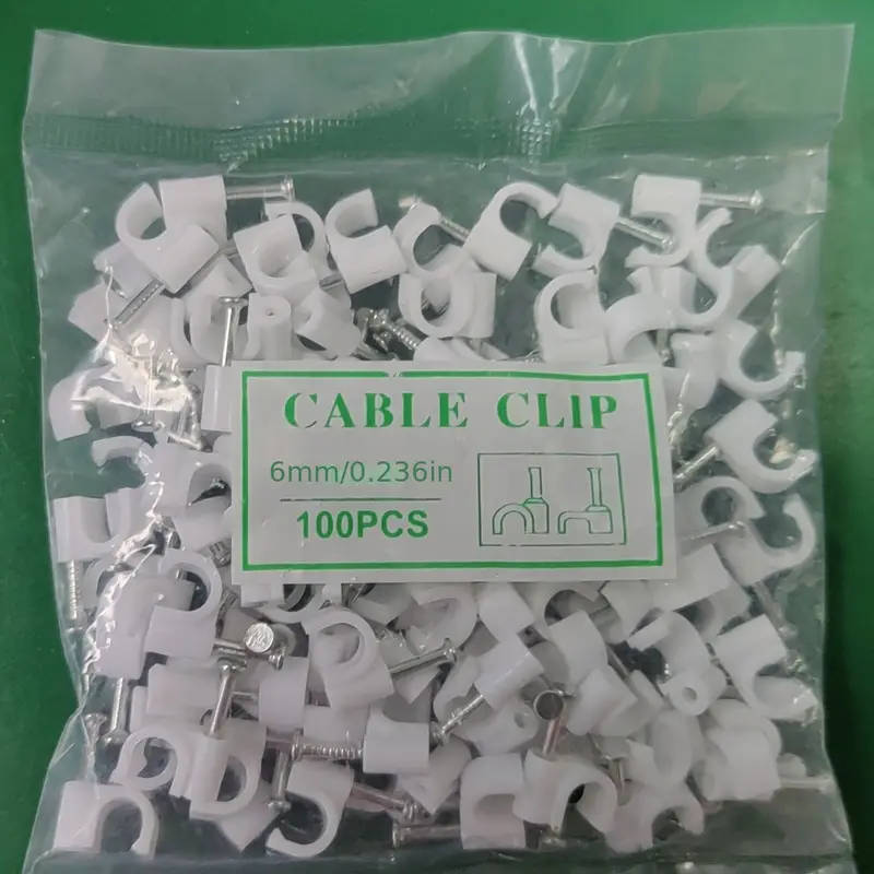Pack of 100 Durable White Cable Management Clips