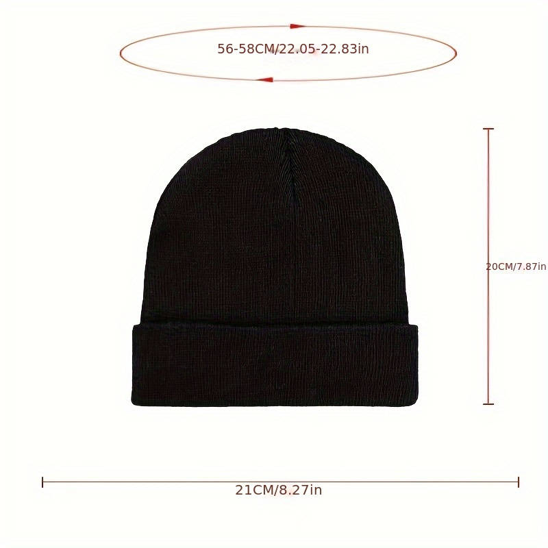 1pc Men's Hip Hop Style Black Knit Beanie with Cross Pattern Warm Stretchy Machine Washable