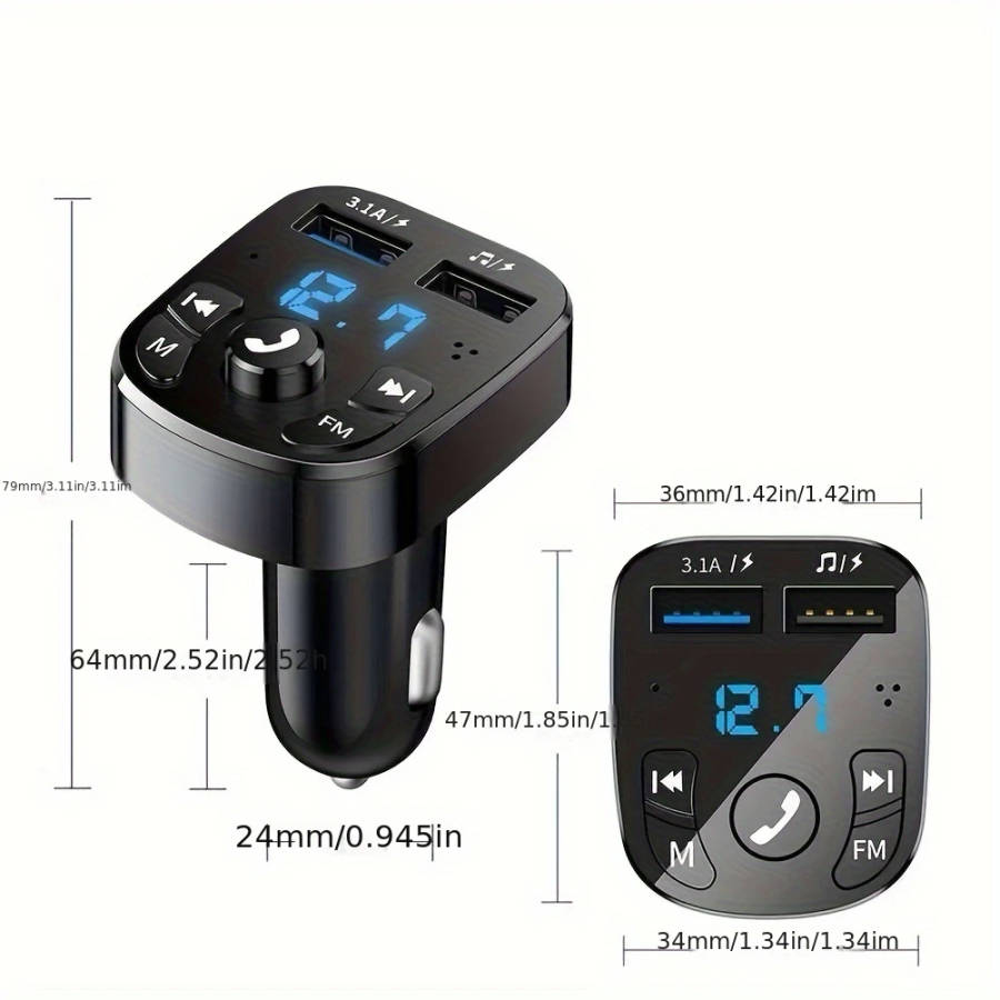 1pc Multi-Function Car Charger with Dual USB Ports MP3 Player U Disk Wireless Fast Charging Adapter