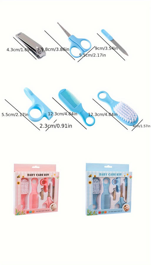 6pcs/set Comb Brush Nail Clipper Scissors Set Manicure Pedicure Tool Set