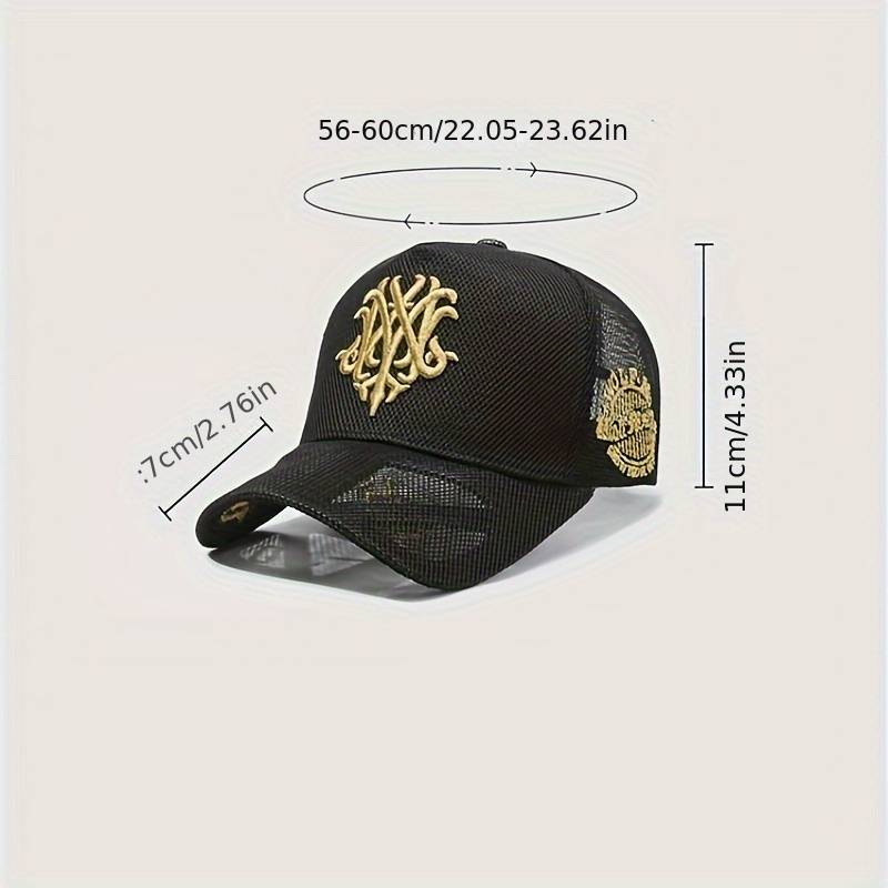 1pc Breathable Mesh Baseball Cap with Embroidered Logo Stylish Unisex Trucker Hat for Outdoor Lei