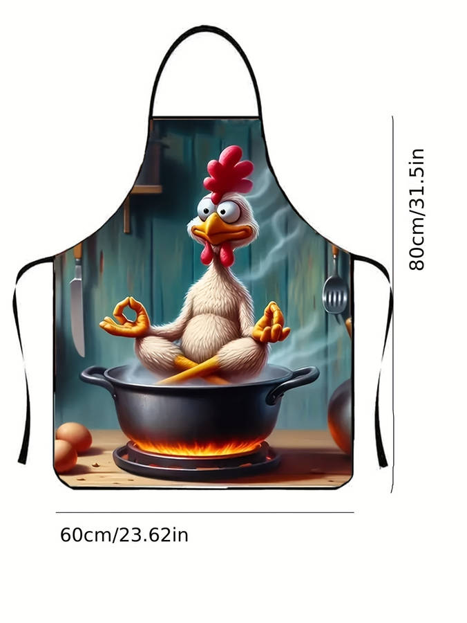 1pc Cartoon Chicken Apron for Men Women 100% Polyester Non-Stretch Woven Fabric Regular Fi