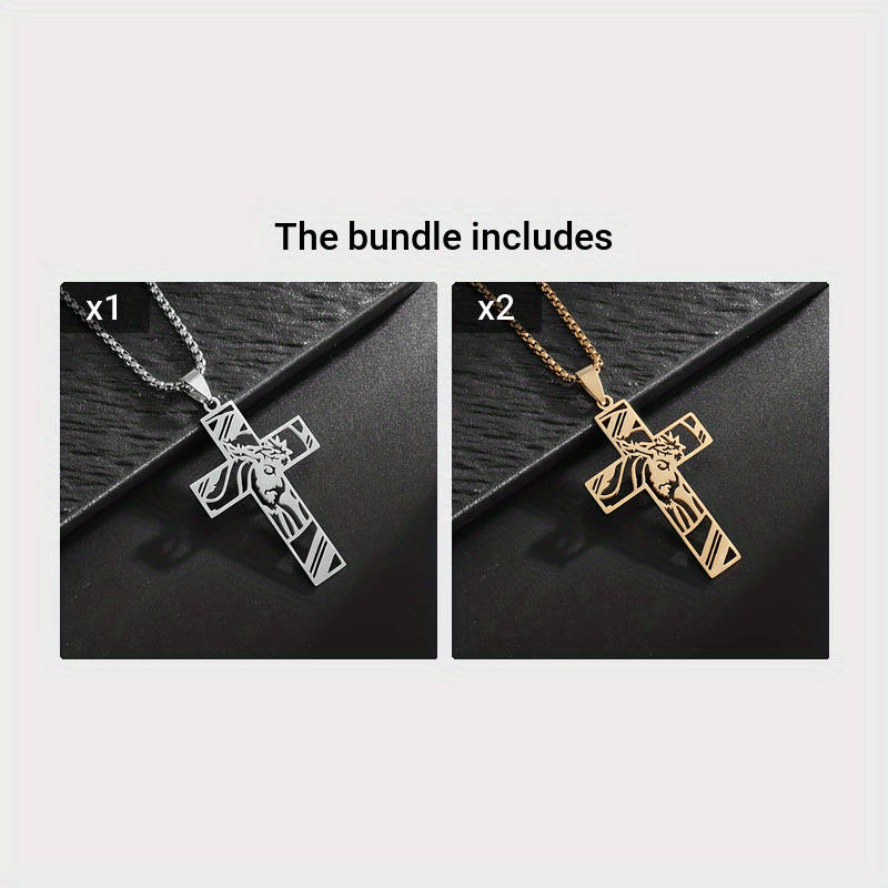 1 Piece Silvery Add Goldenx2 Jesus Theme Pendant