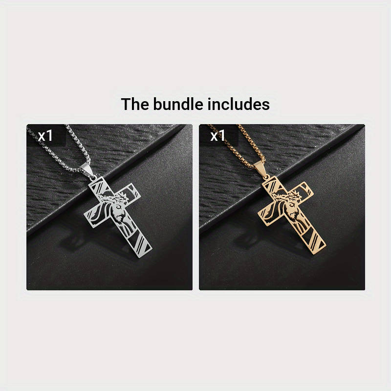 1 Piece Silvery Add Goldenx2 Jesus Theme Pendant