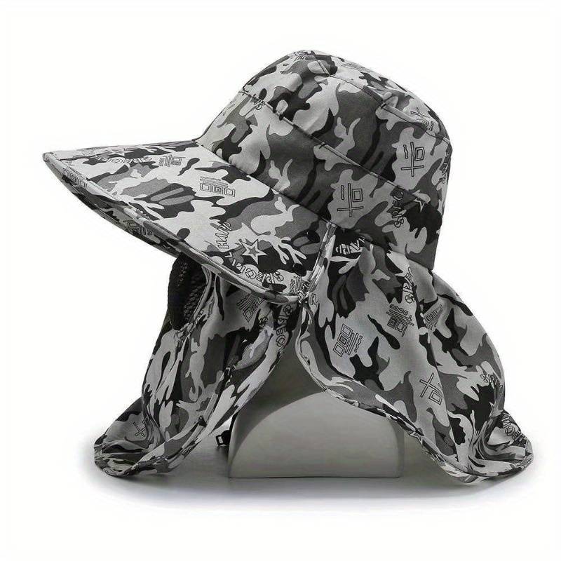 1pc Men'S Camouflage Sun Protection Hat with Face Cover Ideal for Hiking Mountain Climbing Fish