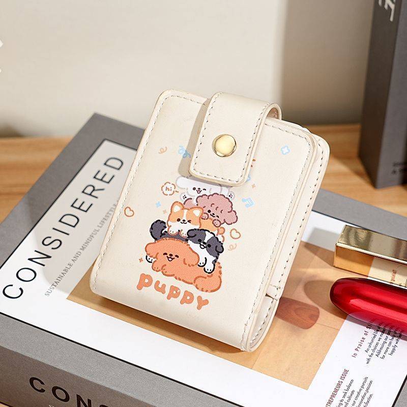 1pc Cute Cartoon Lipstick Holder with Mirror Portable Mini Makeup Bag for On-the-Go Touch-Ups