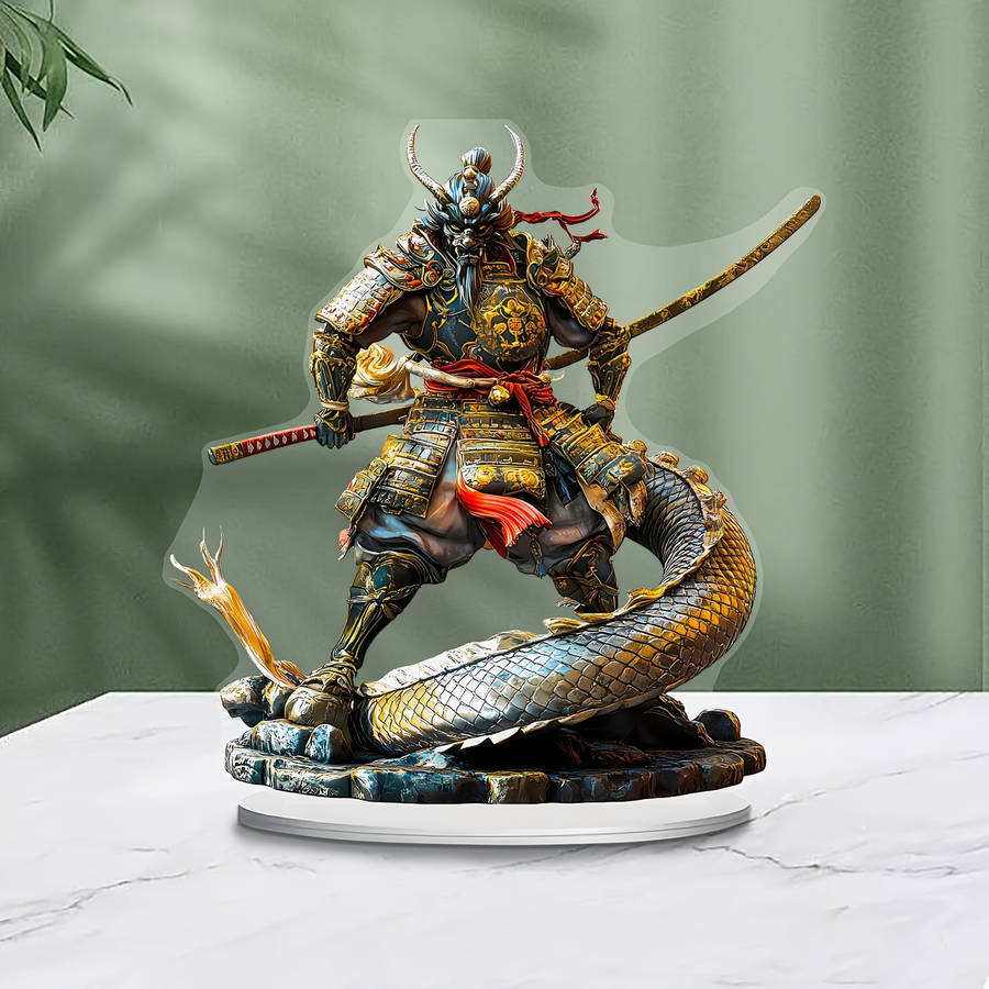 1pc 2D Flat  One  Samurai and Dragon Ornament Acrylic Desktop Decor Multifunctional Creati