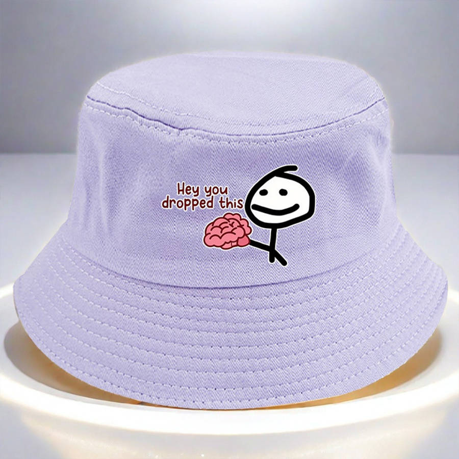 1pc "Hey You Dropped" Printed Bucket Hat Lightweight Polyester Woven Non-Stretch Multicolor