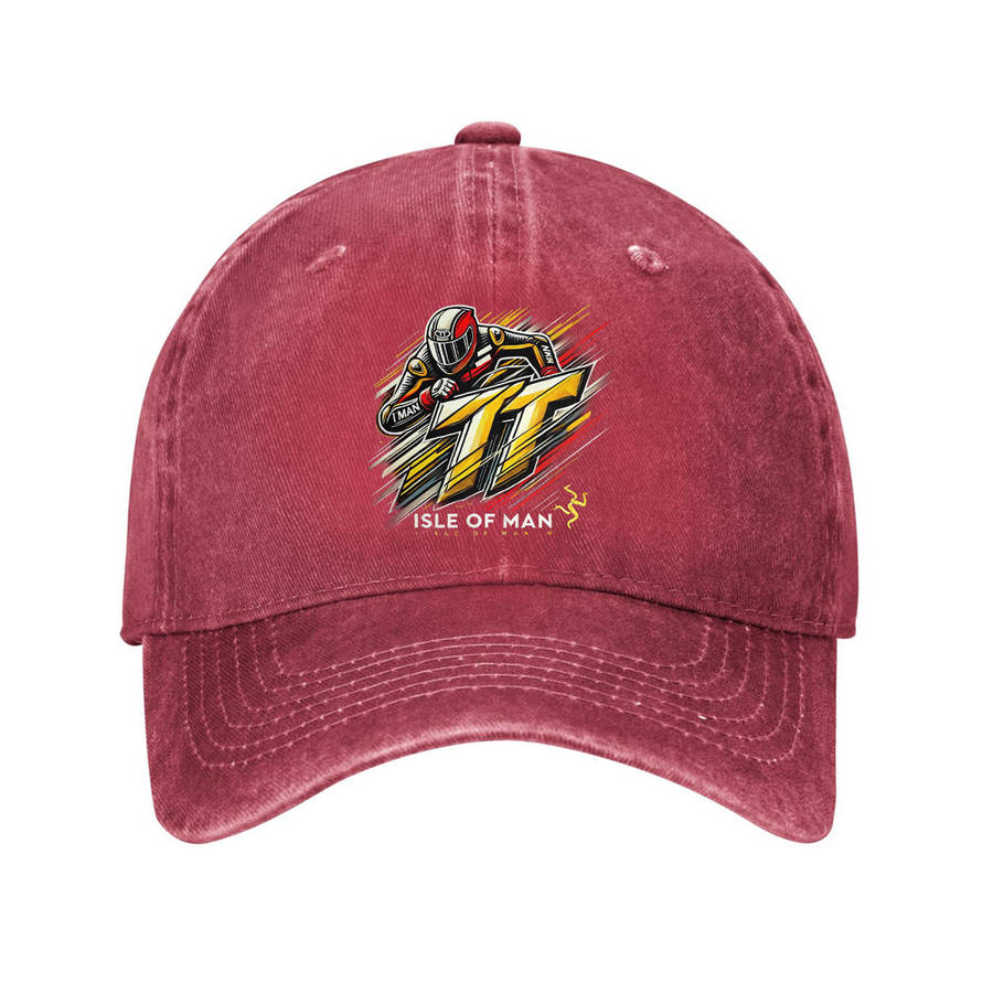 1pc Cotton Isle Of Man TT Baseball Cap Adjustable Lightweight Curved Brim Dad Hat Perfect For Outd