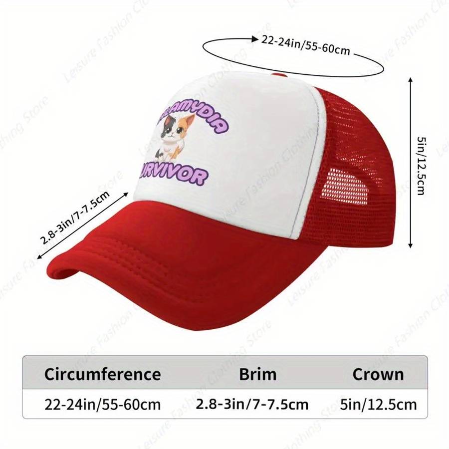 Chlamydia Survivor Cat Meme Funny Baseball Cap Adjustable Breathable Mesh Snapback Hat