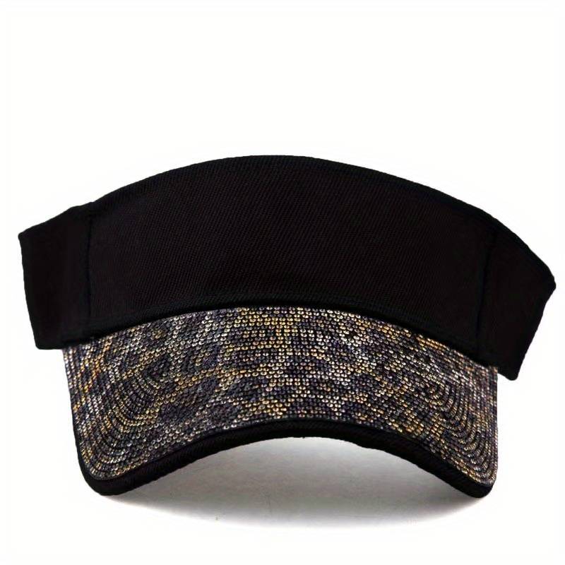 1pc of a New Women'S Leopard Print Stylish Sun Hat Adorned with Crystals a Versatile Brimless