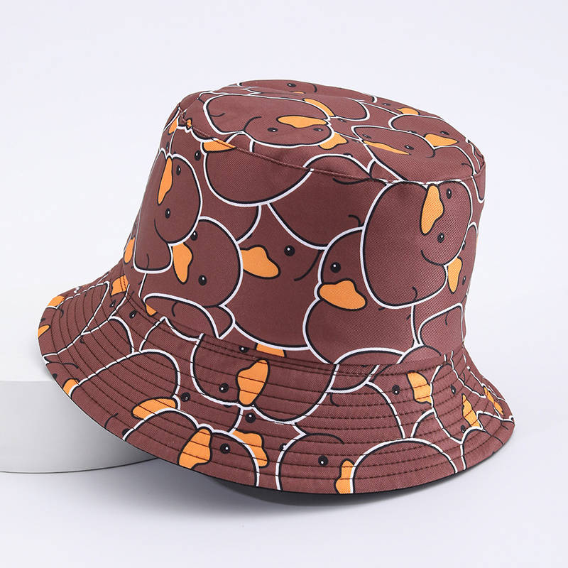 1pc Cartoon Yellow Duck Pattern Foldable Bucket Hat For Men And Women Lightweight Travel Sun Hat W